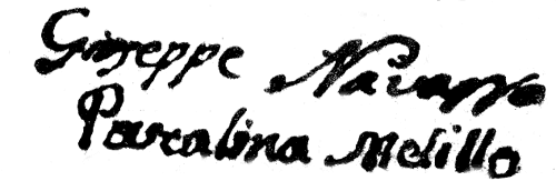 [ Signatures of Giuseppe Navarro and Pasqualina Melillo, 4G-grandparents of Ralph Brandi ]
