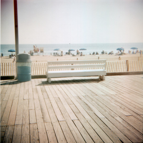 A lonely bench on the boardwalk
